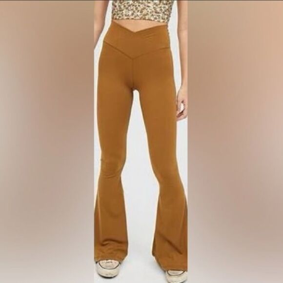 Offline by aerie real me flare high rise small mustard yellow brown leggings - Picture 1 of 6